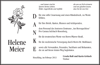 Traueranzeige von Meier Helene von Pegnitz-Zeitung
